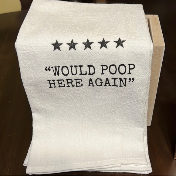 "Would Poop Here Again" Sign and
Hand Towel Set - Picture 2 of 4